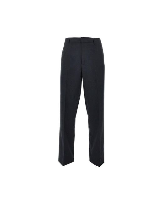 Emporio Armani Black Micro-Textured Light Wool Pants for men