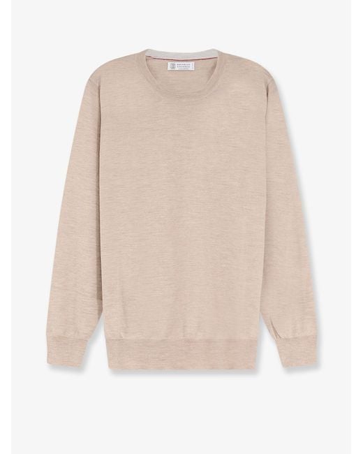 Brunello Cucinelli White Cashmere And Silk Sweater for men