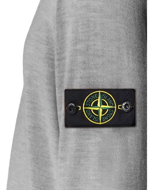 Stone Island Gray Wool Sweater With Side Logo Patch for men