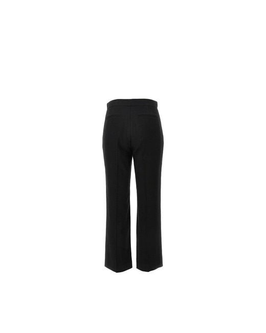 MSGM Black Canvas Cropped Straight Leg Pants