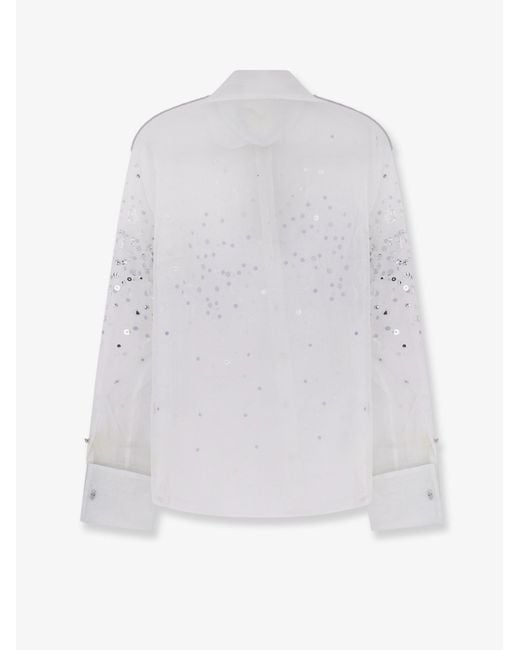 retroféte White Shirt With All-Over Rhinestone Details