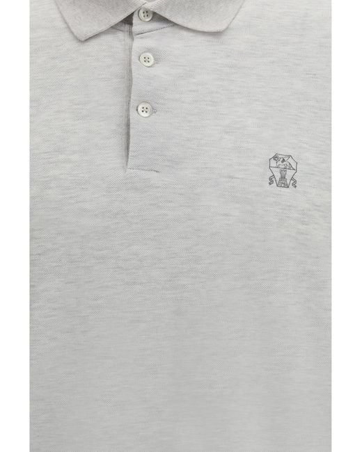 Brunello Cucinelli Gray Cotton Polo Shirt for men