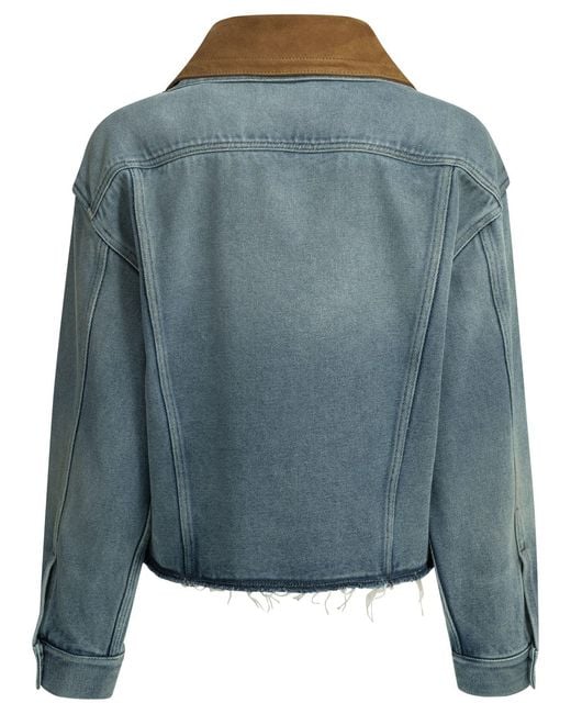Miu Miu Blue Denim Jacket With Logo
