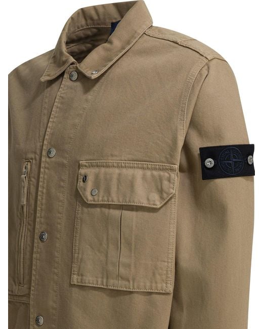 Stone Island Green Overshirt Cotton Jacket for men