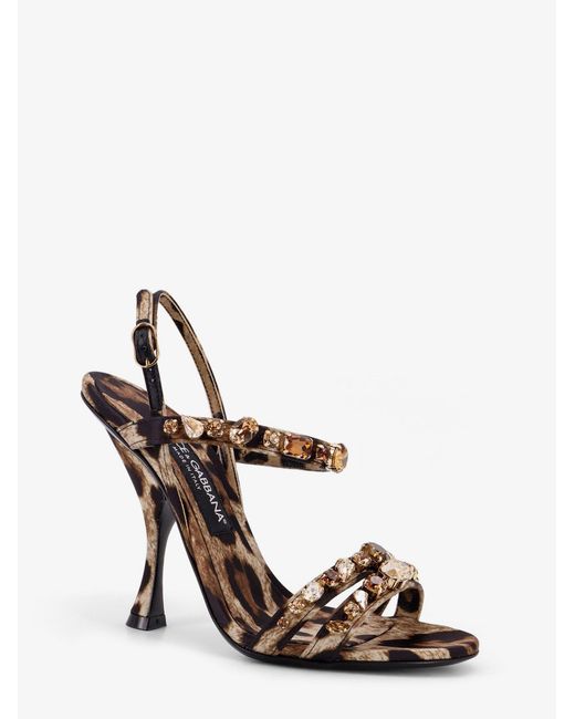 Dolce & Gabbana White Satin Sandals With Animal Print