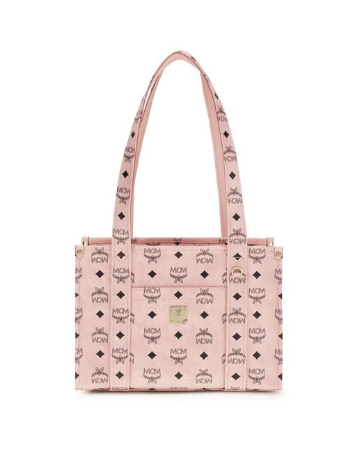 MCM Pink Aren Visetos Tote Bag