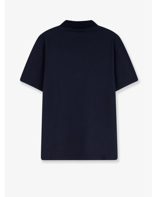 Gucci Blue Cotton Polo Shirt With Web Print On The Front for men