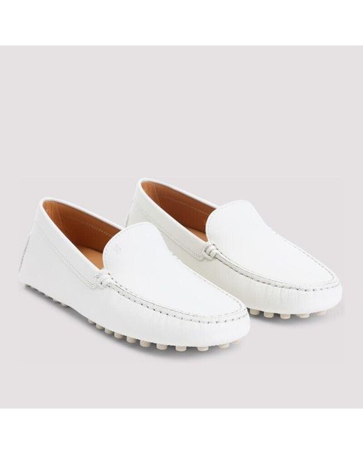 Tod's White "Gommino" Loafers