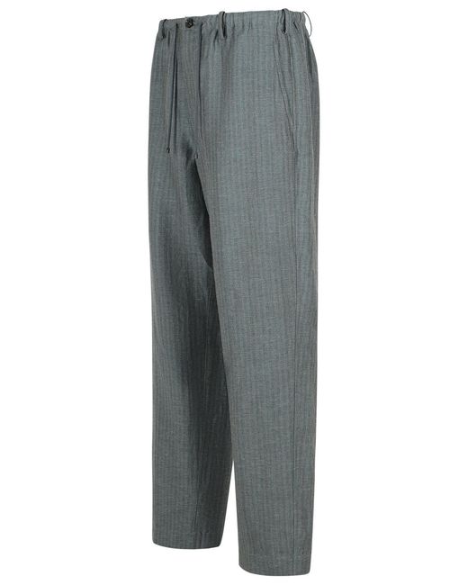 Dries Van Noten Gray Penny' Linen Blend Trousers for men