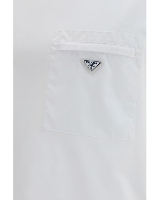 Prada White T-Shirt With Pocket for men