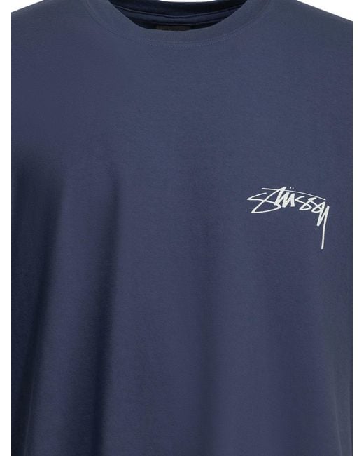 Stussy Blue Cotton T-Shirt for men