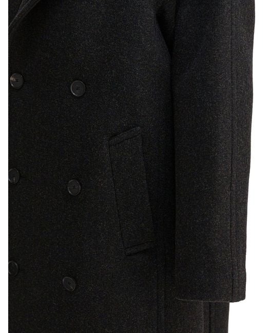 Auralee Black Long Wool Coat Jackets And Coats for men