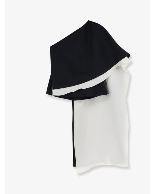 Rohe Blue Wool Blend Top With Silk Inserts