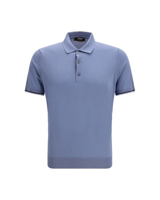 Moorer Blue Cotton Polo Shirt for men