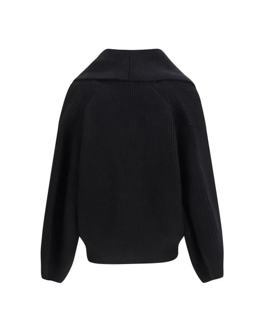 Totême Black Shawl-Lapel Cardigan