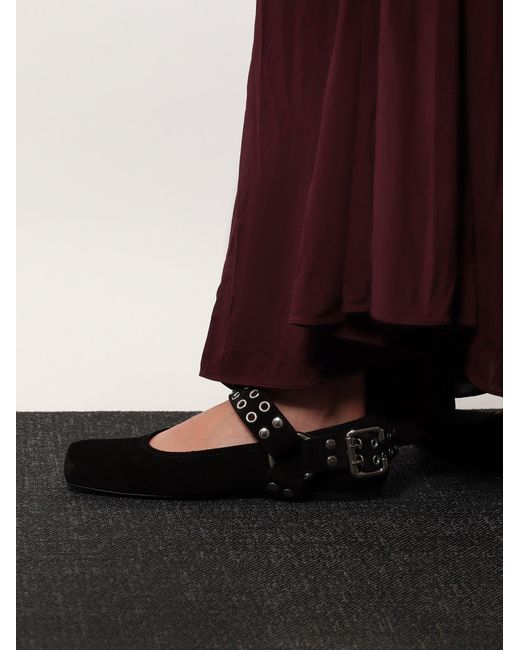 Alaïa White Suede Biker Flat Ballerinas