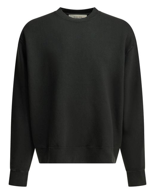 Golden Goose Deluxe Brand Black Crewneck Sweatshirt With Reverse Logo for men