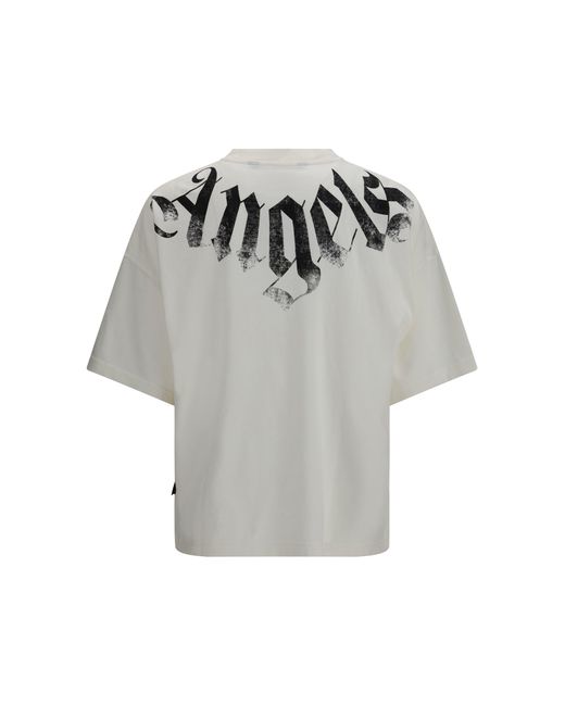 Palm Angels Gray Big Neck Logo T-Shirt for men