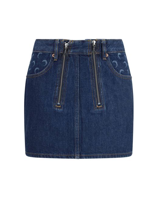 MARINE SERRE Blue Zipped Mini Skirt