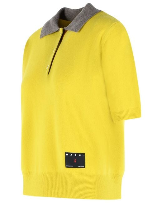 Marni Yellow Cashmere Polo Shirt