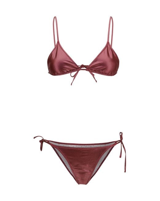 Kristina Ti Red Swimsuit Metallic