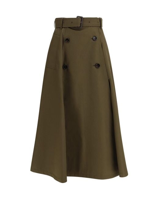 Burberry Green Trench Midi Skirt