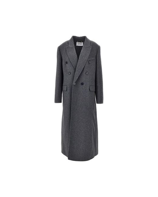 Victoria Beckham Gray Mélange Wool And Cashmere Long Coat