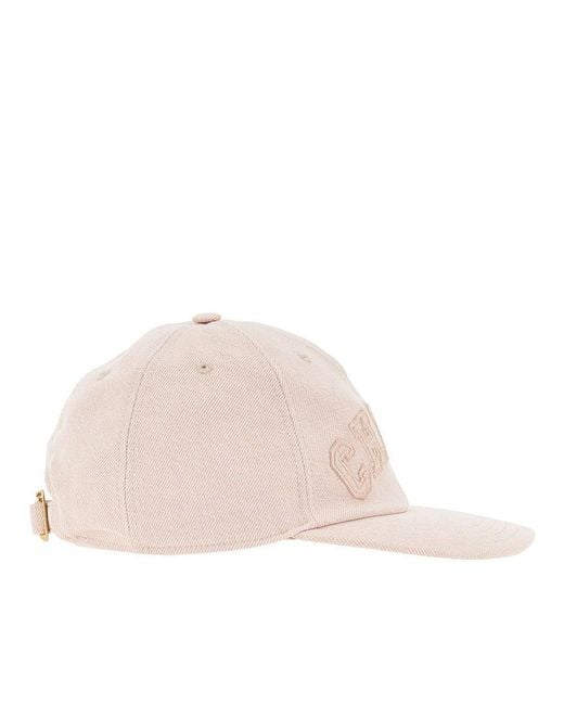 Chloé Pink Logo Embroidery Denim Baseball Cap