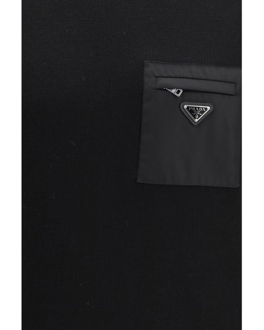 Prada Black Virgin Wool Sweater for men