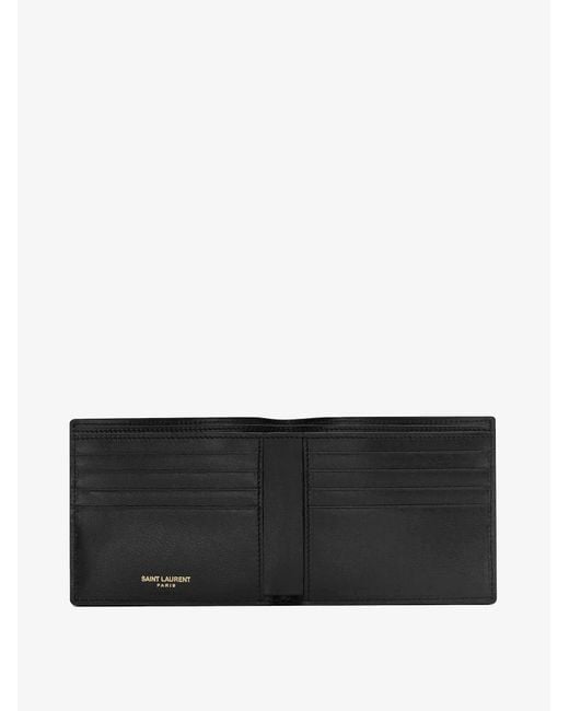 Saint Laurent White Leather Wallet With Metal Monogram for men