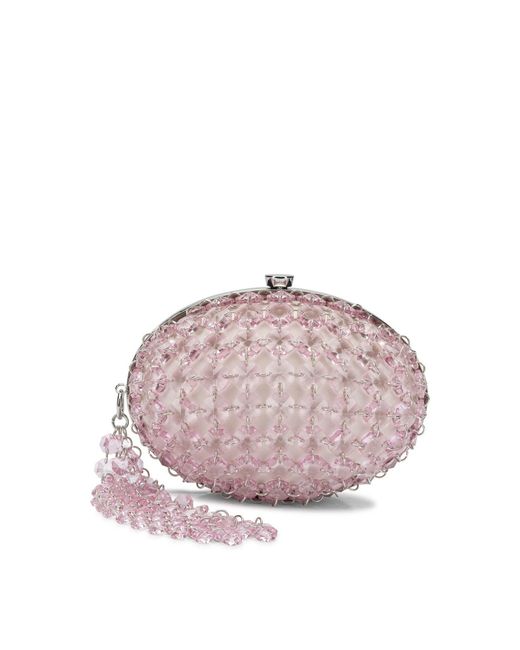 Self-Portrait Pink Clutch With Crystals