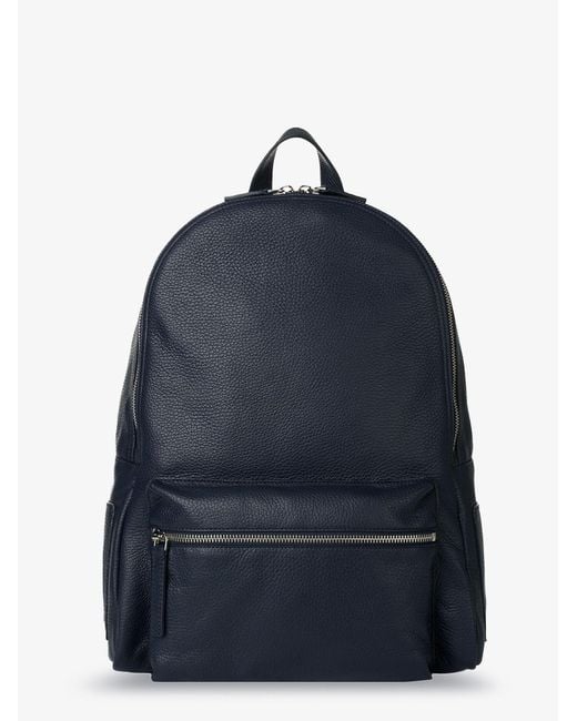 Orciani Blue Leather Backpack for men