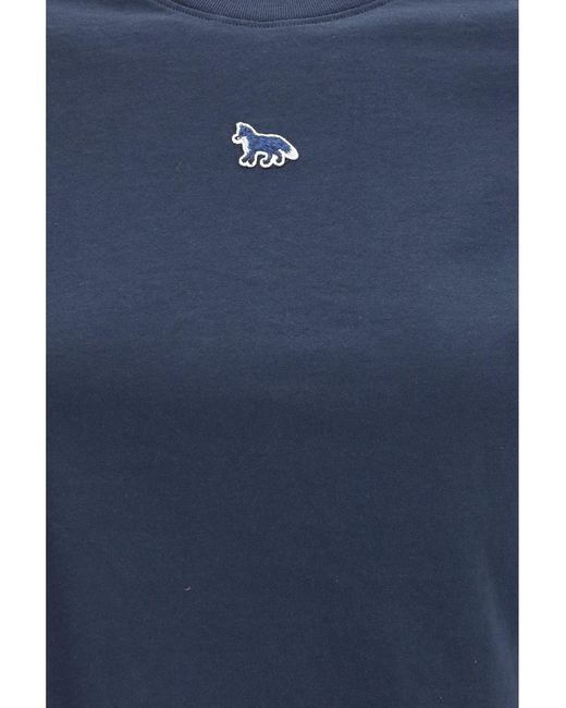 Maison Kitsuné Blue Embroidered T-Shirt Classic