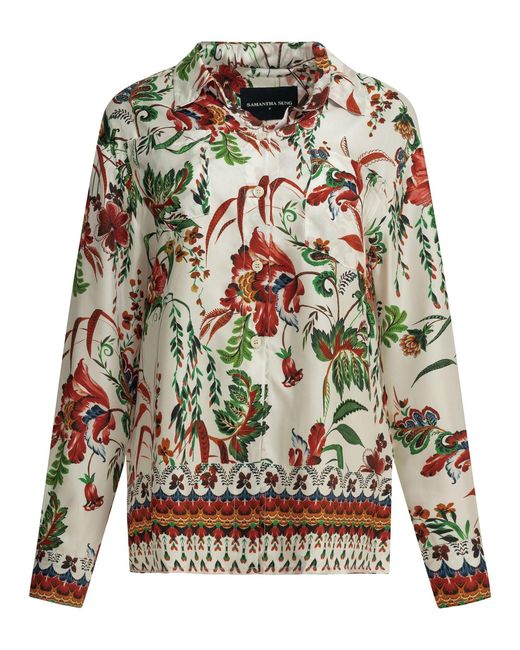 Samantha Sung Gray Camicia Pajama Asian Botanic
