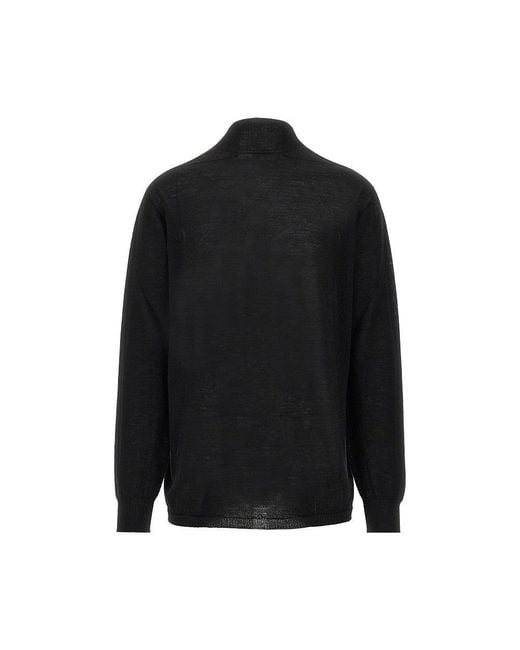 Rick Owens Black Oversized Turtleneck Sweater for men