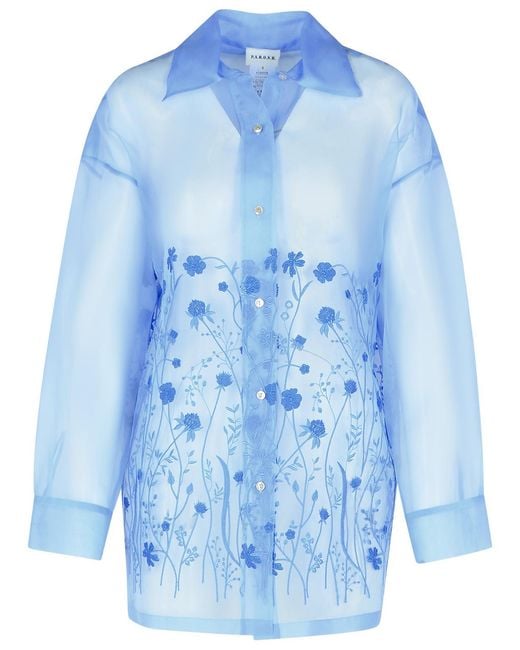 P.A.R.O.S.H. Blue P.A.R.O..H. 'Fiori' Silk Shirt for men