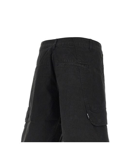 Arte' Black Canvas Cargo Shorts for men
