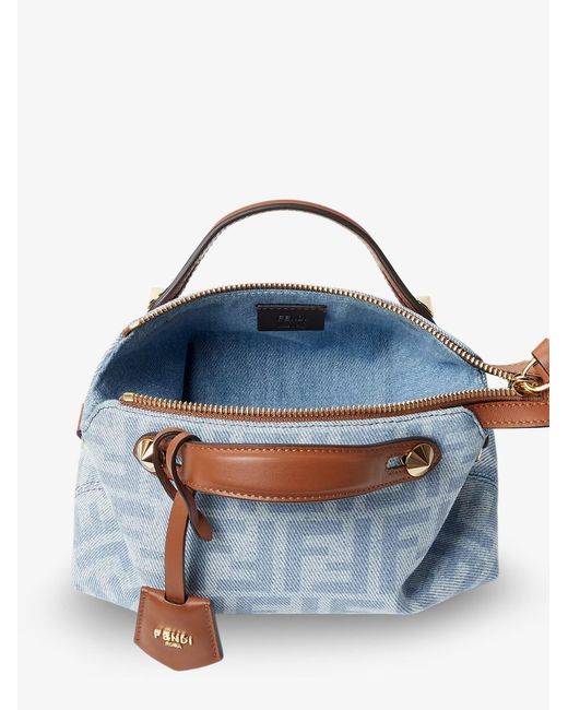 Fendi White By The Way Soft Mini Ff Denim Handbag
