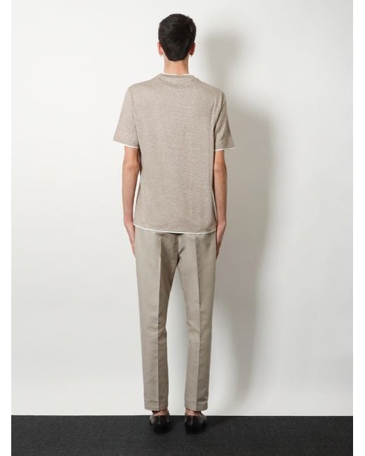 Brunello Cucinelli Gray Linen And Cotton T-Shirt for men