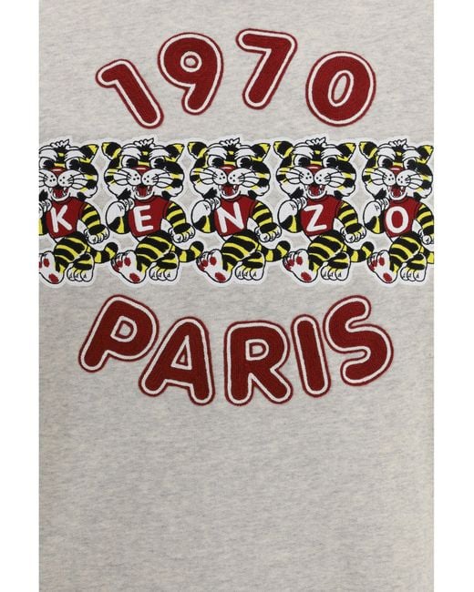 KENZO White Wild Tiger Cotton Sweatshirt for men