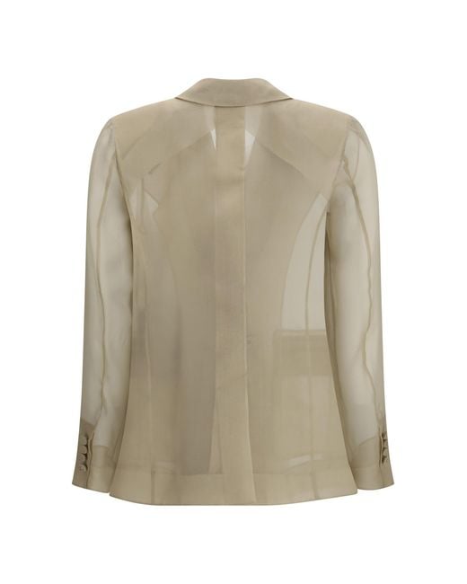 Max Mara Natural Jacket Slogan Silk Organza
