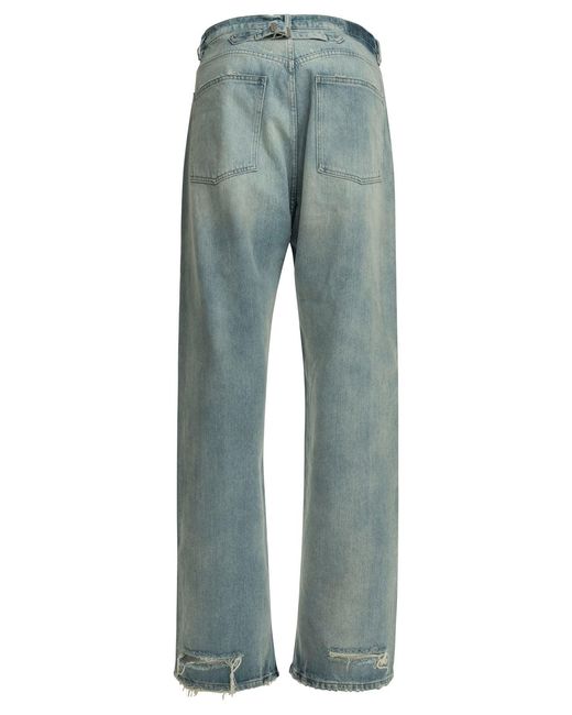 Maison Margiela Blue Straight-Leg Jeans With Buckle