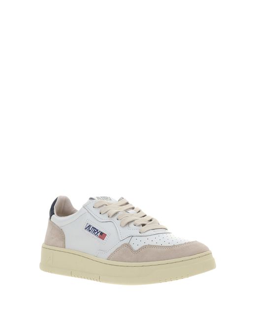 Autry White Medalist Low Leather Sneakers for men