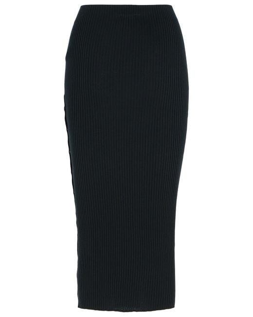 Courreges Black Merino Wool Blend Skirt