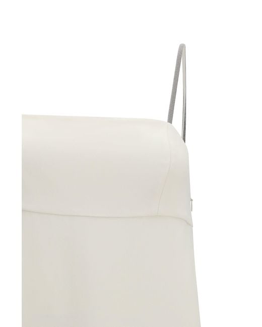 Brunello Cucinelli White Long Silk Dress With Monili Chain