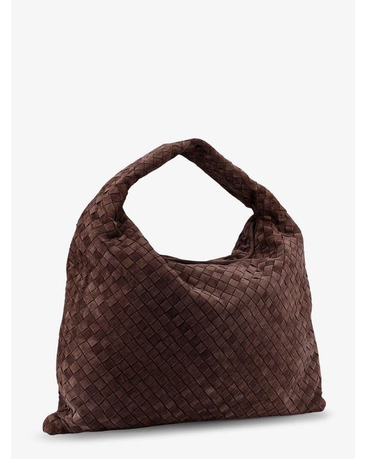 Bottega Veneta Brown Hop Suede Shoulder Bag With Intrecciato Motif