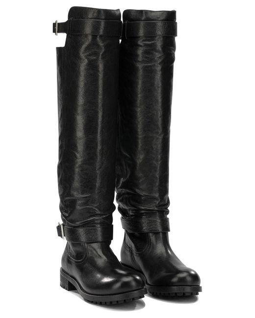 Jimmy Choo Black Biker Knee-High Boots