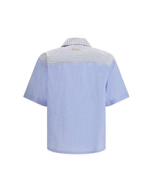 Marni Blue Striped-Pattern Shirt Shirt for men