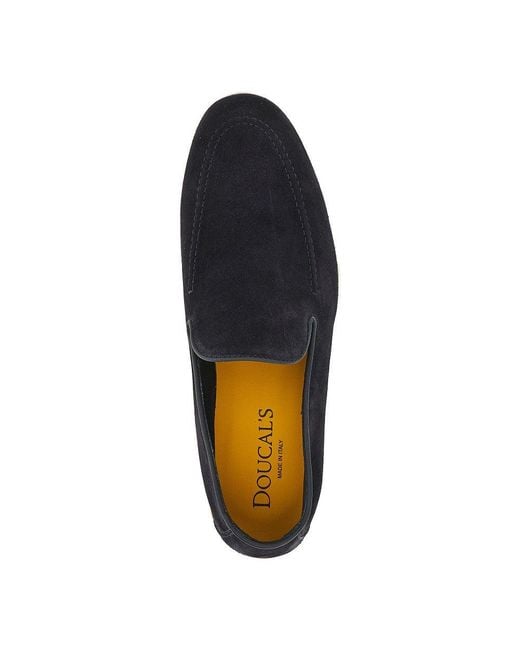 Doucal's Blue Suede Leather Loafers for men