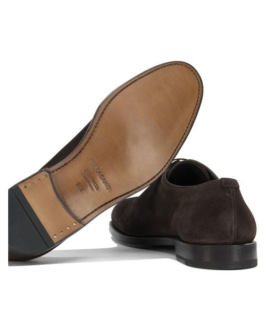 Ferragamo Brown Suede Leather Oxford for men